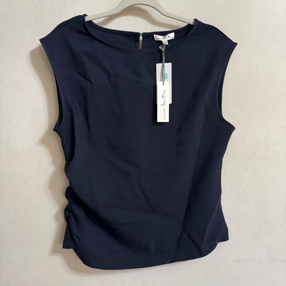 Nine Britton Blue Fitted Sleeveless Muscle Tee Size L NWT